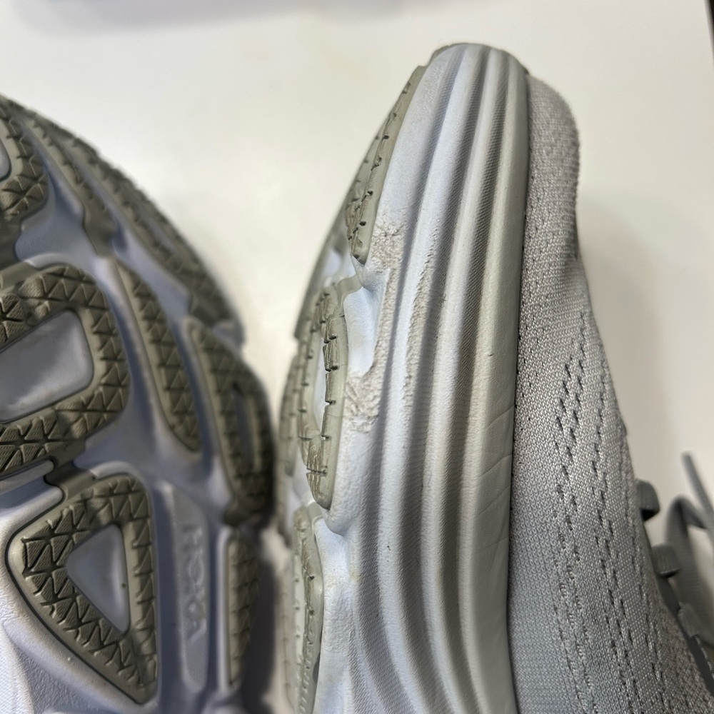 Hoka Bondi 8 in Harbor Mist and Lunar Rock Gray Athletic Shoes Width B - Picture 9 of 13